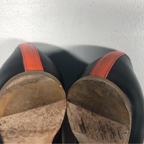 Jill Sander black / orange cap patent leather flats 36.5 (5.5) - Picture 7 of 10